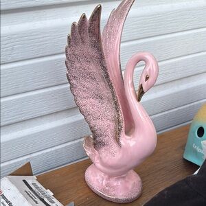 Elegant Pink Ceramic Swan Figurine